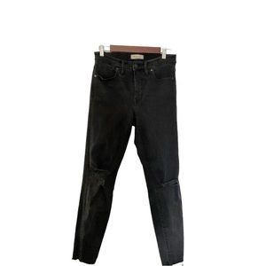 Madewell Distressed High Rise Skinny Jeans Size 28 Black